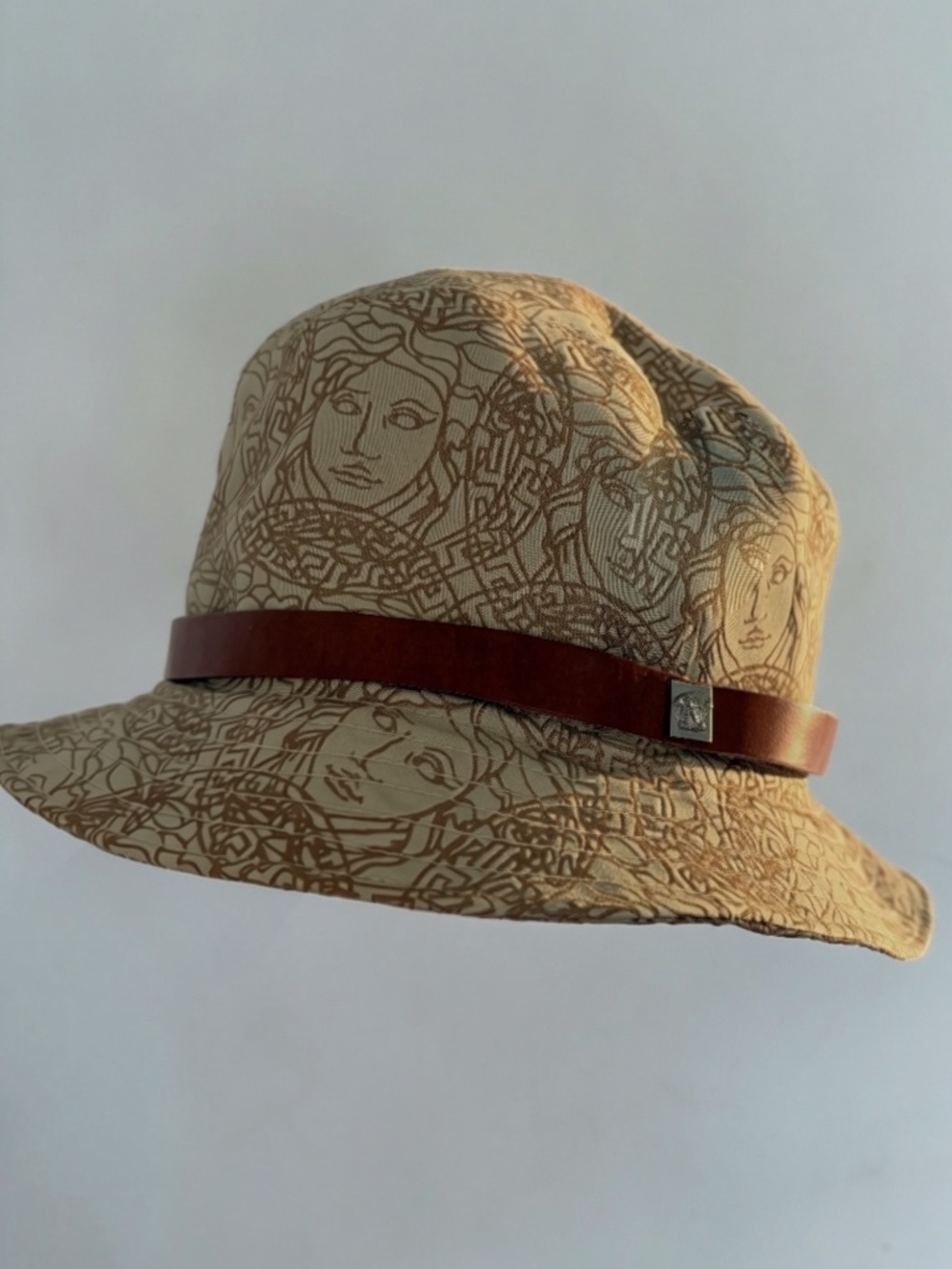 Vintage Gianni Versace Medusa Print Bucket Hat Made in Italy Size L